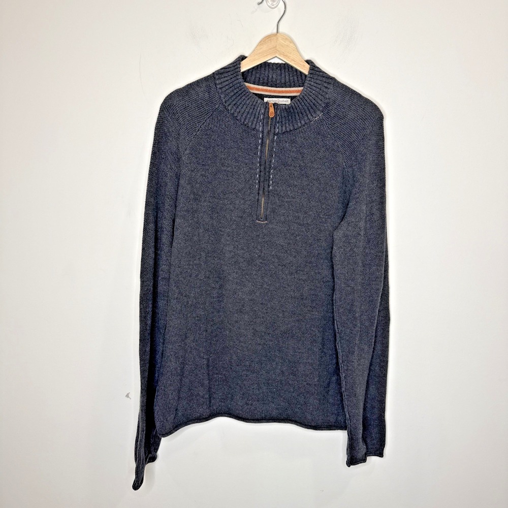 Carbon 2 Cobalt 1/4 Zip Knit Sweater Office Preppy Minimalist Gray Men's XXL
